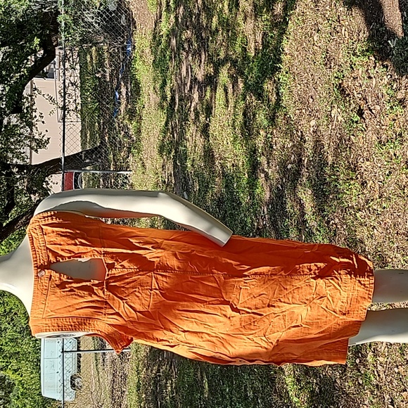 FOR CYNTHIA linen viscose orange side button tunic dress size M - Picture 5 of 15